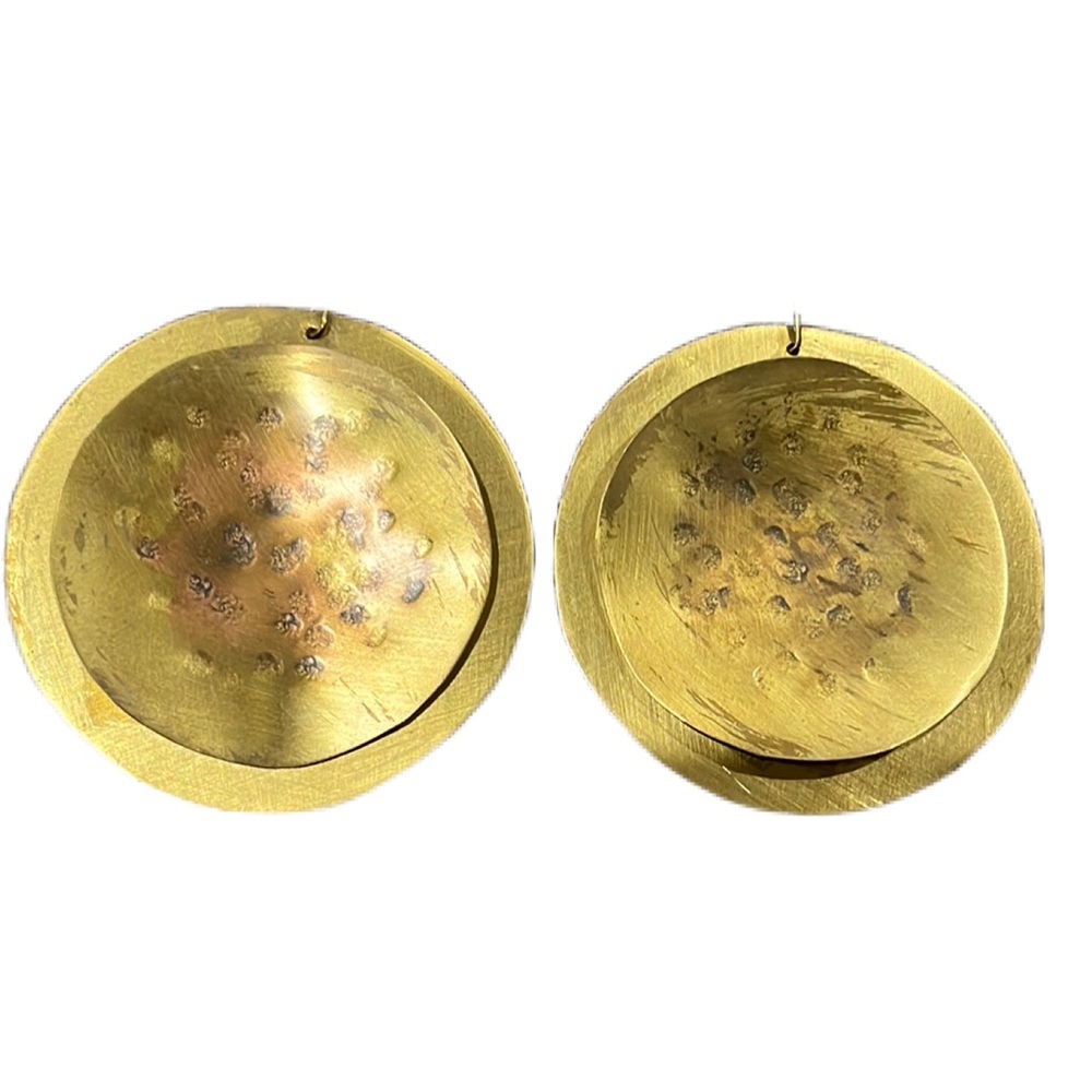 Mixed metal brass earrings from An artisan on Etsy.